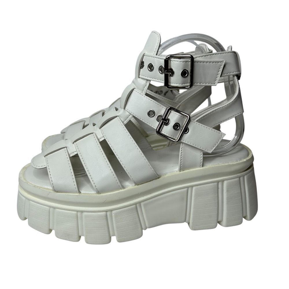 New Faux Leather Ankle Strap Gladiator buckle Chunky Platform fisherman sandals